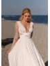 Long Sleeves Ivory Lace Chiffon Airy Boho Wedding Dress